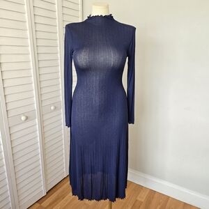 midi dress primark Women's Blue Sweetheart Crinkle Midi Dress